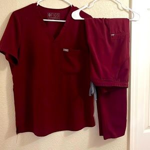 Women’s Figs maroon set M Catarina top/MT bottoms
